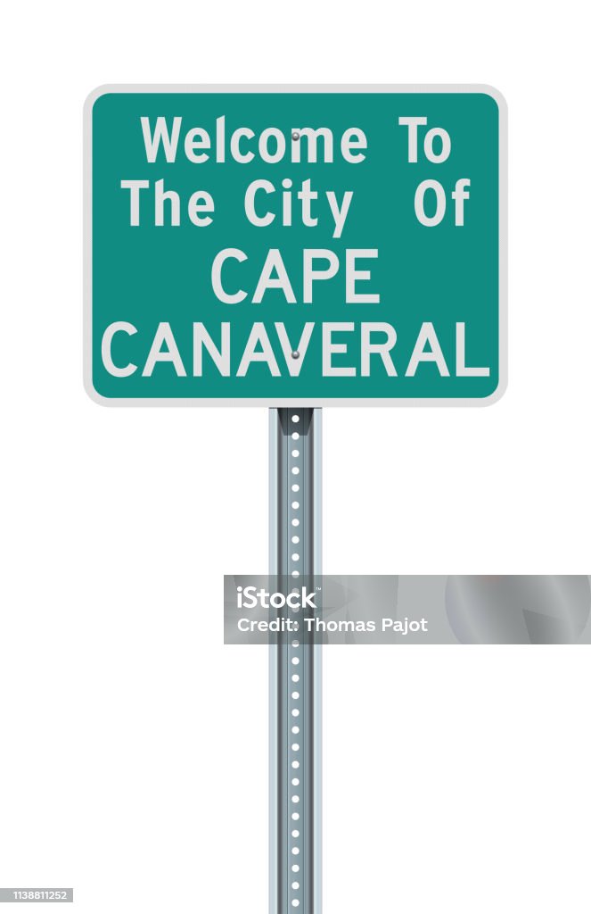 City of Cape Canaveral road sign Vector illustration of the City of Cape Canaveral green road sign Advice stock vector