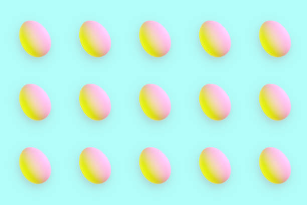 istock Easter eggs in duotone colors on turquoise background. 1138812604