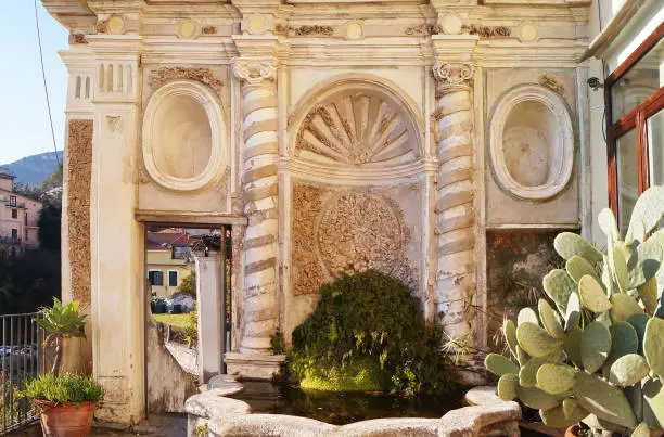 Fountain in the Minerva garden, Salerno, Italy
