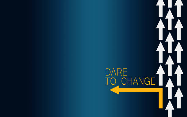 Dare to change with turning arrow, 3D, rendering