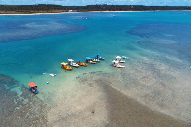 aerial view of natural pools of brazillian's northeast. fantastic landscape. vacation on the paradise. travel destination. tropica travel. - inflatable raft nautical vessel sea inflatable imagens e fotografias de stock