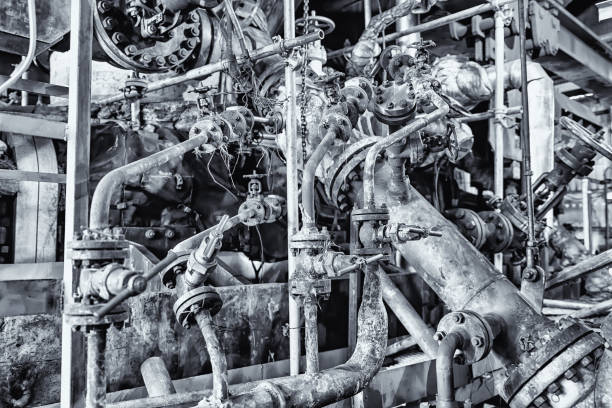 istock Complex intricate pipe Assembly of old rusty pipes 1138818212