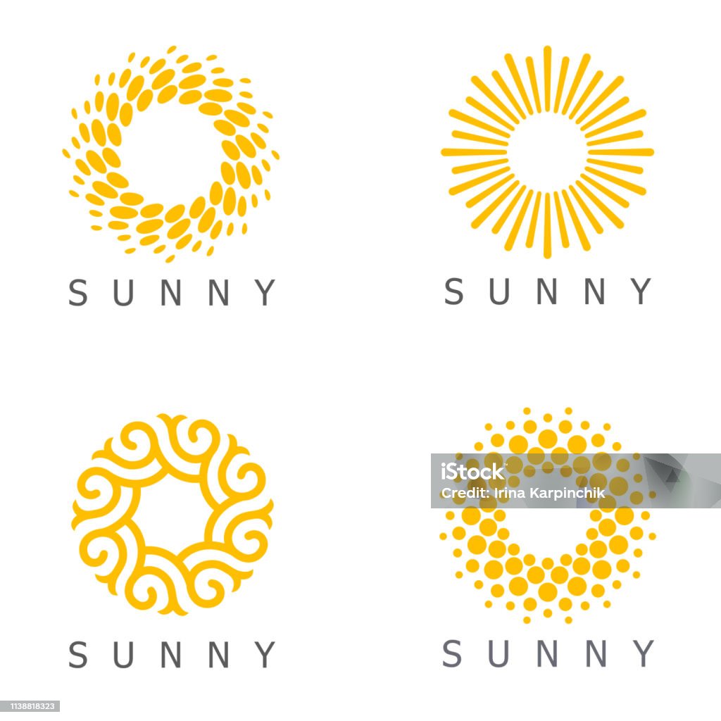 Set of vector design template. Sun abstract icons. Sun stock vector