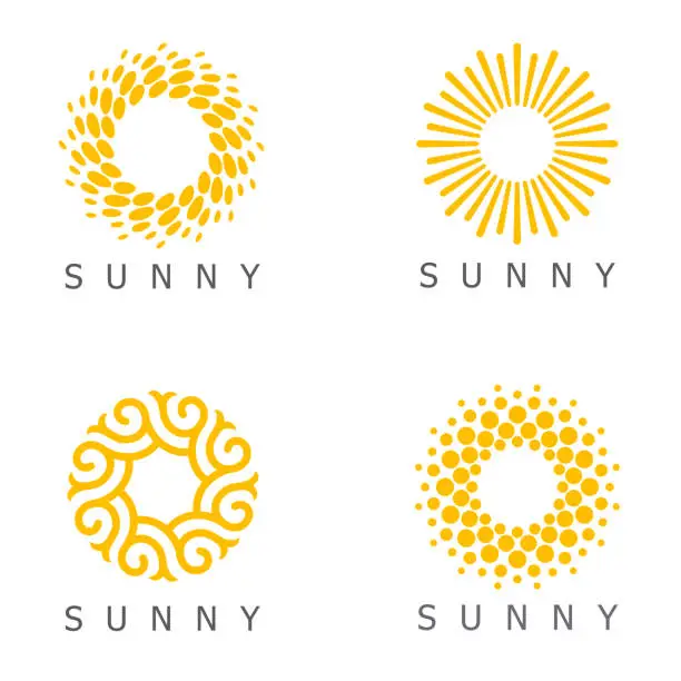 Vector illustration of Set of vector design template. Sun abstract icons.