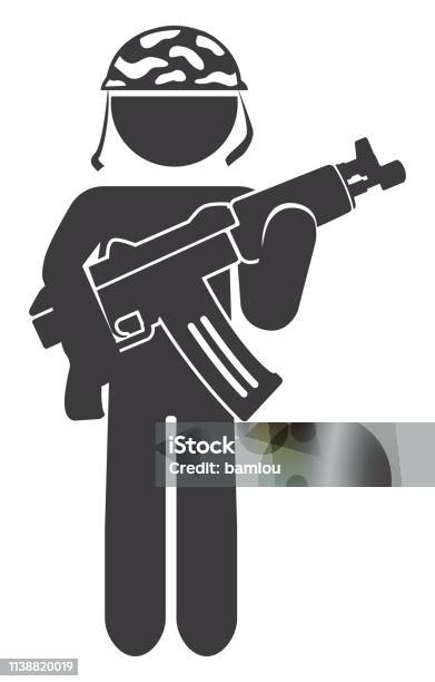 Military Holding Ak47 Icon Stock Illustration - Download Image Now - Men, Army Soldier, Icon Symbol