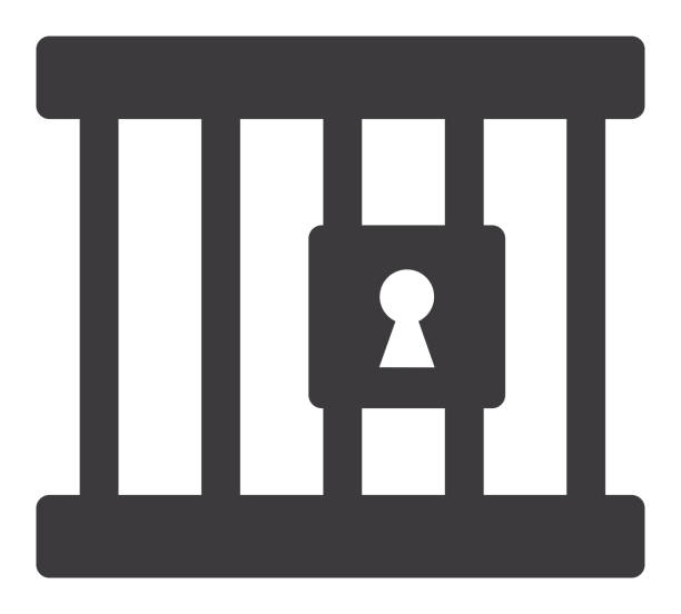 Lock and Bars Icon Vector of Lock and Bars Icon jail stock illustrations
