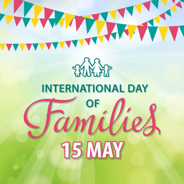 Celebrating the International Day of Families on 15 May annually with bunting and family symbol, reflecting the importance of family
