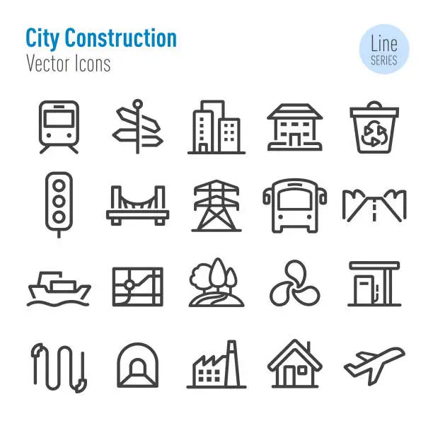 Vector illustration of City Construction Icons - Vector Line Series