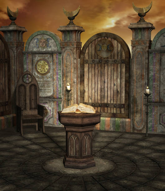 istock Old gothic altar in a mystery courtyard 1138821474