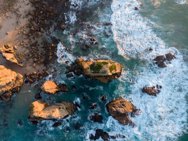 istock Aerial view of the beach with rocks 1138822701