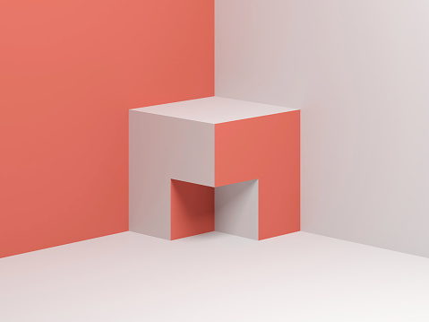 Cubical Object Examples Abstract Red White Cubical Object 3d Stock Photo - Download Image Now ...