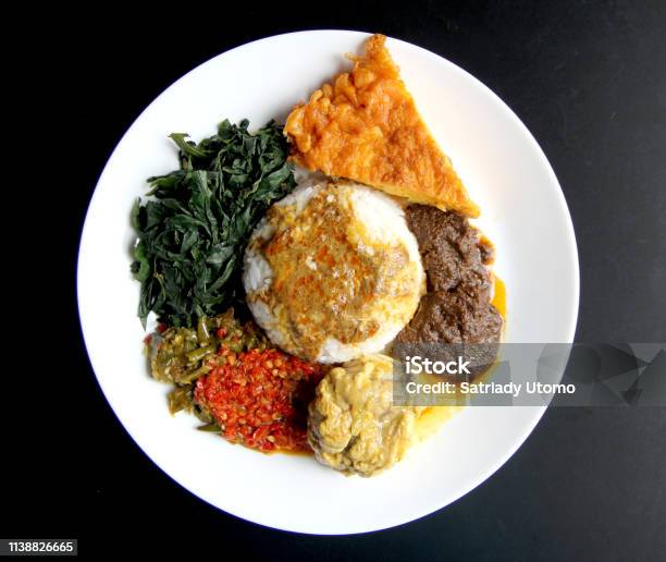 Nasi Padang With Rendang Stock Photo - Download Image Now - Beef, Chicken Curry, Chicken Meat