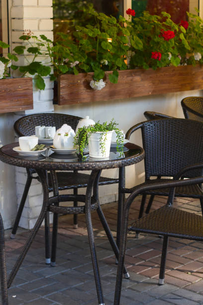 cafe table on the street terrace