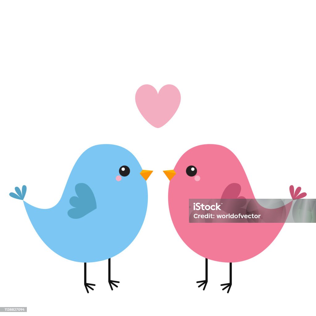 Hai Cặp Chim Trái Tim Màu Hồng Chúc Mừng Ngày Valentine Thiệp Chúc ...