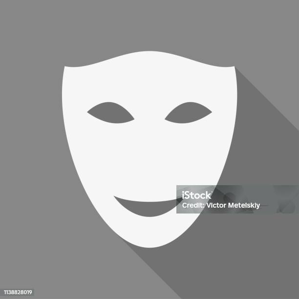 Mask Flat Icon Theatrical Mask Carnival Mask Vector Illustration Stock Illustration - Download Image Now