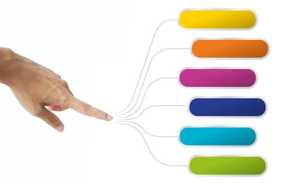 human's hand point or touch thin line link to color bar trend future technology