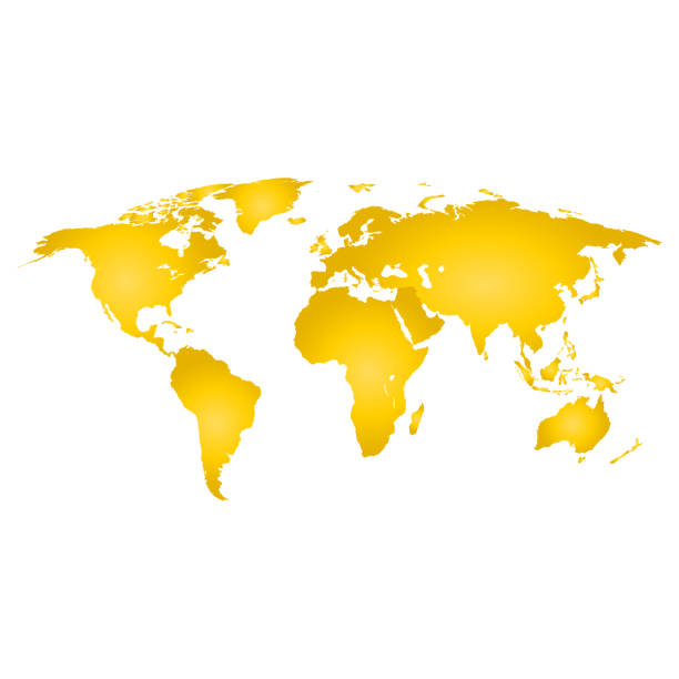 istock Map of the earth gold color on a white background 1138828562