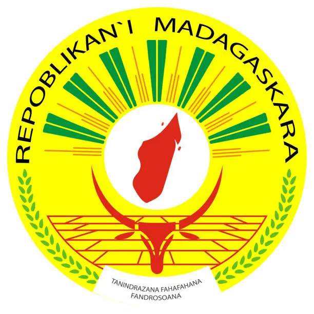 Vector illustration of Emblem of the Republic Madagascar on a white background