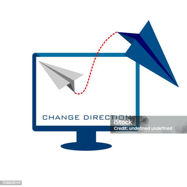 Change Direction Now Change Direction Business Concept Vector Illustration Airplane Changing ...