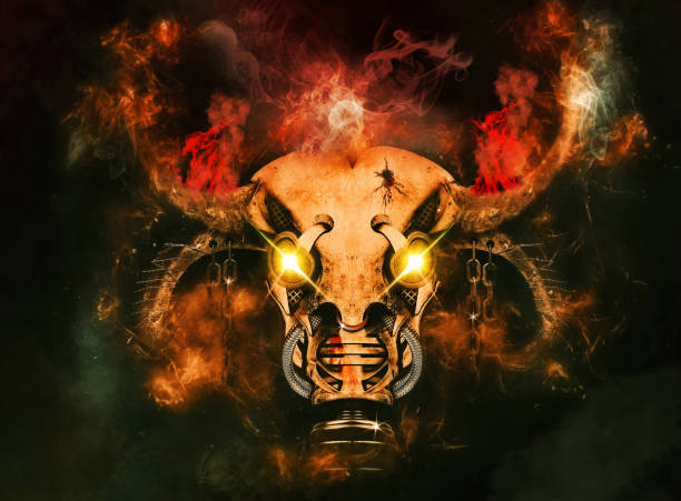 우주 해골 - inferno fire flame skull 뉴스 사진 이미지