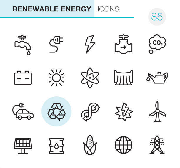 ilustrações de stock, clip art, desenhos animados e ícones de renewable energy - pixel perfect icons - oil drum barrel fuel storage tank container