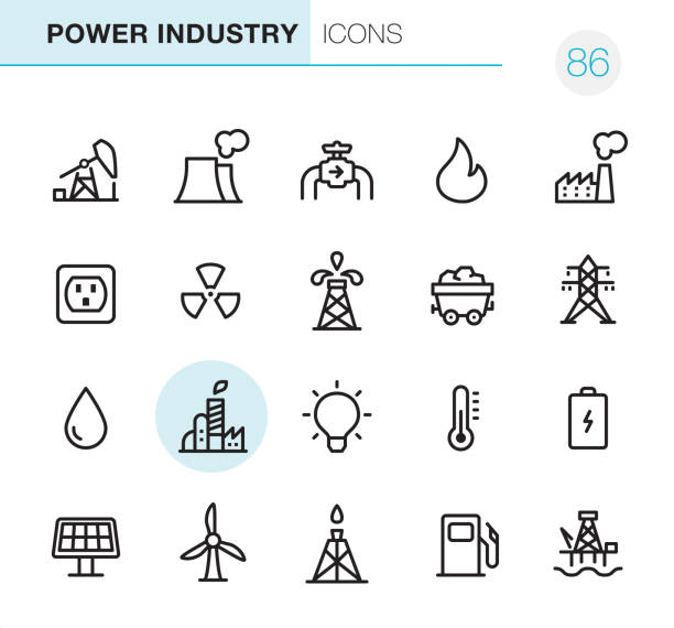 illustrations, cliparts, dessins animés et icônes de l’industrie de l’énergie-pixel perfect icônes - battery light tube concepts