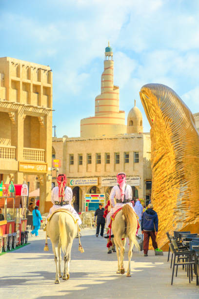 souq waqif horseman - horse arabian horse arabia white imagens e fotografias de stock