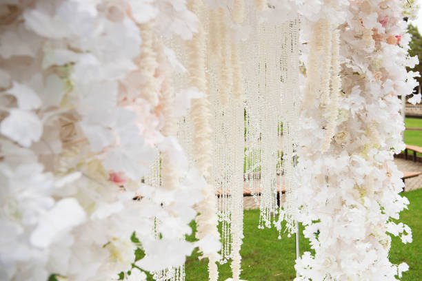 istock wedding ceremony decoration, beautiful fresh wedding arch 1138833537