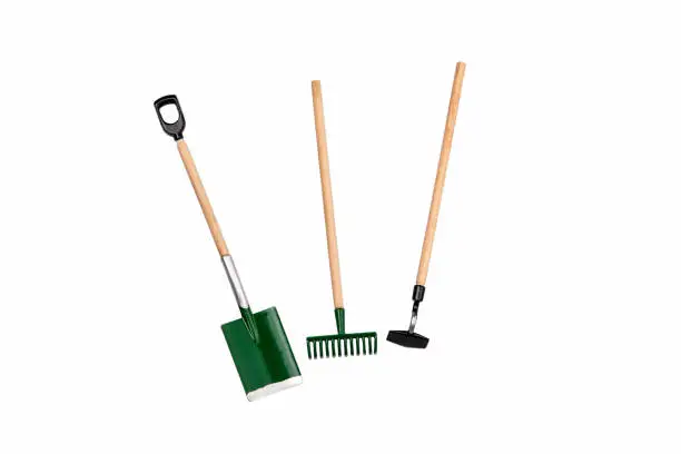 Photo of Small gardening rake, hoe and shovel