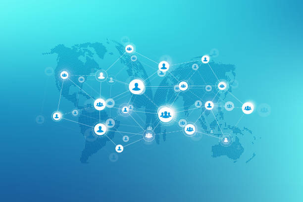 istock Social media network and marketing concept on World Map background. Global business concept and internet technology, Analytical networks. Vector illustration 1138837533