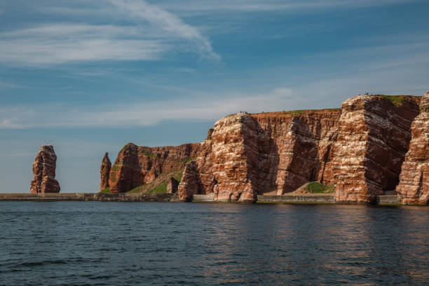 Steep coast of the offshore island Helgoland with the rock \