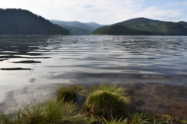 Lago calmo tranquilo da montanha - foto de acervo