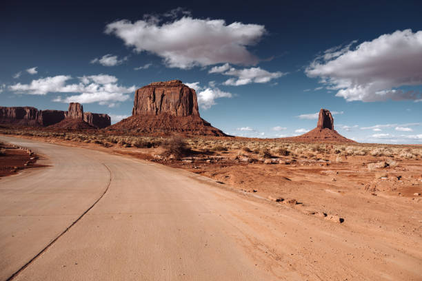 View towards Monument Valley from the US Route 163 in Utah.