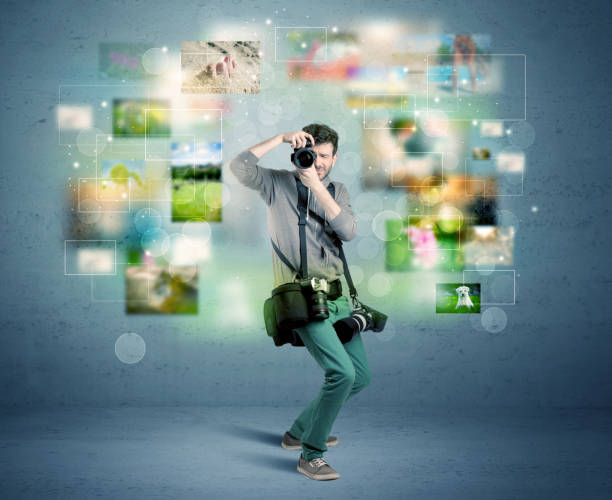 istock Photographer with pictures from the past 1138843570