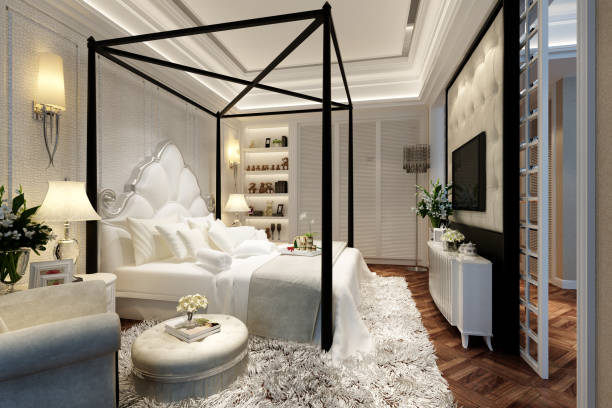 istock 3D Render of bedroom in luxury hotel 1138846314