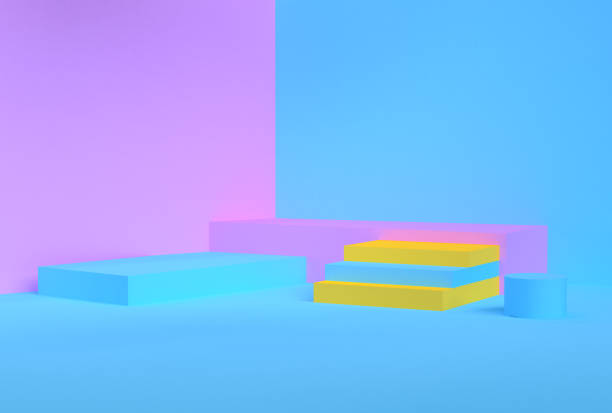 istock Clorful 3d shape Minimalist scene geometrical abstract background, 3D render. 1138846445