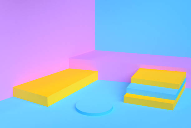 istock Clorful 3d shape Minimalist scene geometrical abstract background, 3D render. 1138846470
