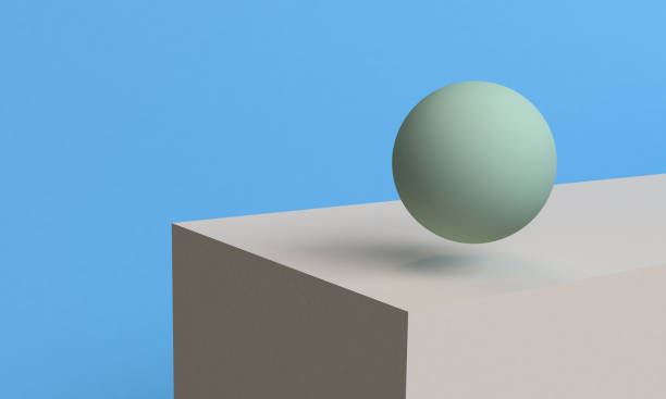 istock Sphere and cube scene, abstract 3d Minimalist geometrical  background, pastel colors, 3D render. 1138847263