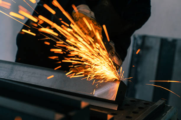 istock Close up of grinding metal in workshop 1138847294