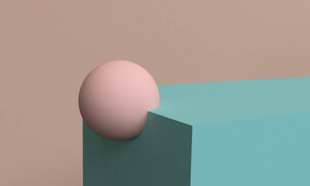 istock Sphere and cube scene, abstract 3d Minimalist geometrical  background, pastel colors, 3D render. 1138847355