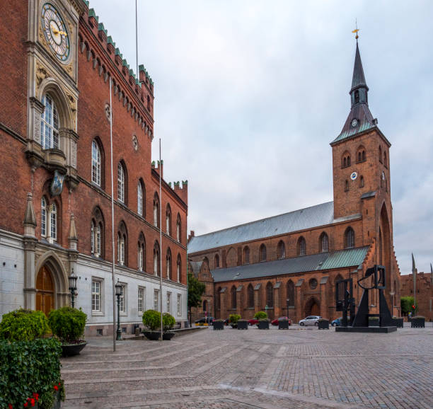 istock Skt Canute's Cathedral and Flaghaven Town hall  square, Odense, Denmark 1138848065