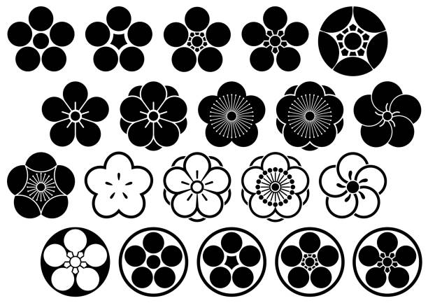 Design of family crest Design of family crest plum blossom stock illustrations