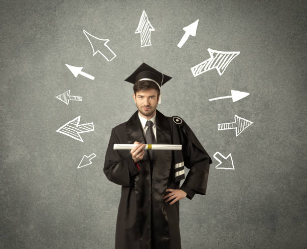 istock Young graduate student with hand drawn arrows 1138848771