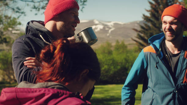 istock Group of friends chatting on a campsite 1138850704