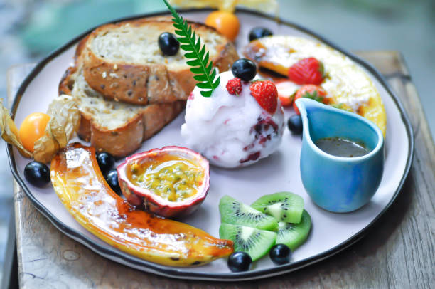 istock ice cream with fruit and toast 1138851179