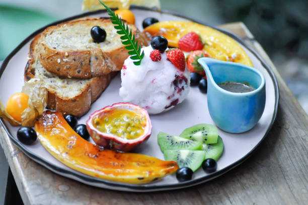 istock ice cream with fruit and toast 1138851180