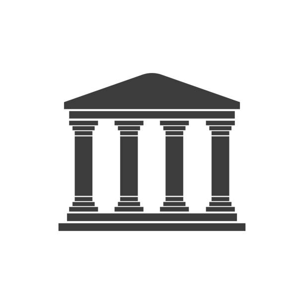 白い背景にギリシャの寺院フラットデザイン - temple点のイラスト素材／クリップアート素材／マンガ素材／アイコン素材