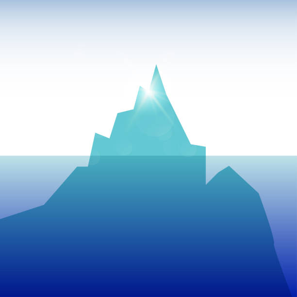 ilustraciones, imágenes clip art, dibujos animados e iconos de stock de ceberg en el océano despejado cielo día soleado - tip of the iceberg