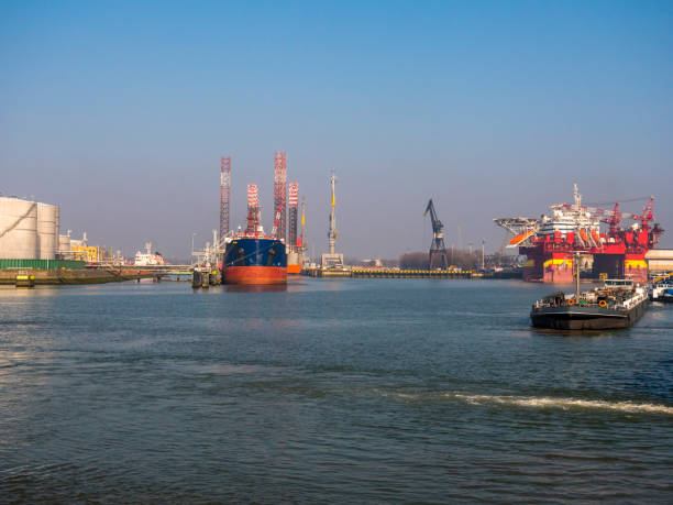 istock Harbor activities at sunset, Rotterdam, the Netherlands 1138852520