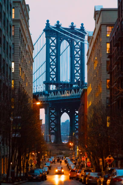 Manhattan Bridge, NYC - Dumbo Famous View Manhattan Bridge, NYC - Dumbo Famous View dumbo new york photos stock pictures, royalty-free photos & images